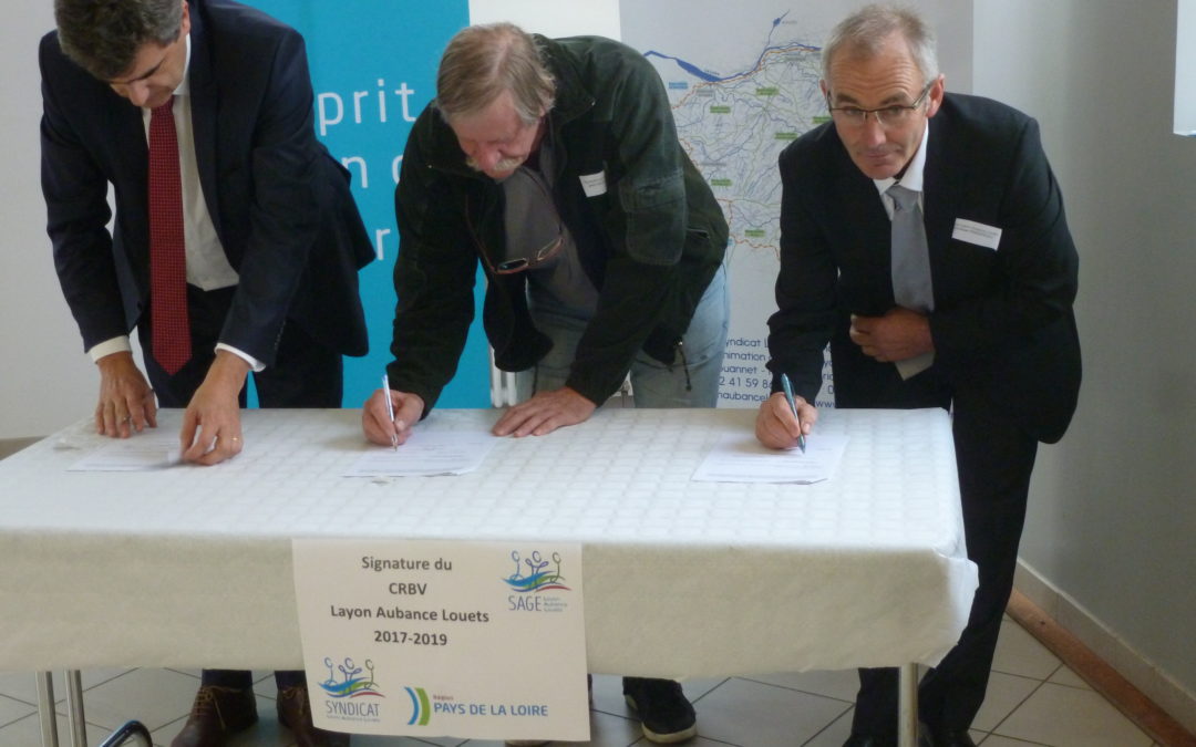 Signature du Contrat Régional de Bassin Versant Layon Aubance Louets 2017-2019 le 17 novembre 2017