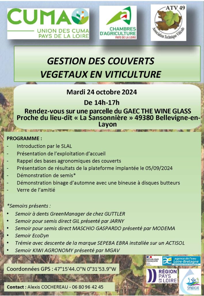 GESTION DES COUVERTS VEGETAUX EN VITICULTURE @ AEC THE WINE GLASS