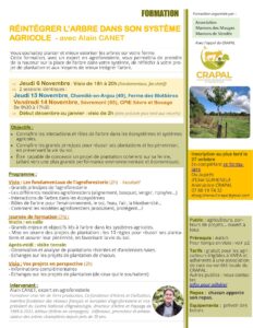 FORMATION "RÉINTÉGRER L'ARBRE DANS SON SYSTÈME AGRI"